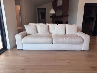 Large Cream Fabric Sofa with Cushions