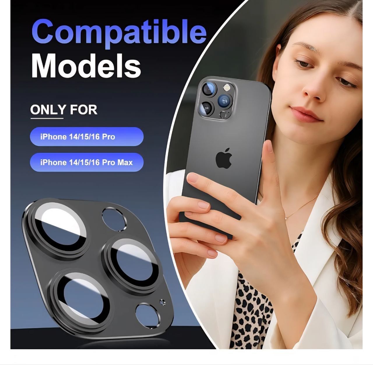 2 Pack Camera Lens Protector for iPhone 14/15/16 Pro & Pro Max Tempered Glass Camera Cover Lens Aluminum Alloy Metal, for iphone 16 pro max camera len