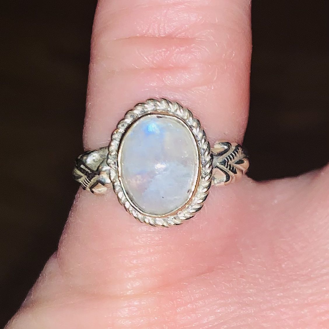 Moonstone And Silver Size 6 1/2 Ring