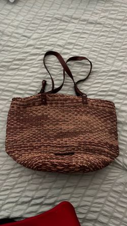 Lucky Brand Large Woven Straw Tote Bag | Brown Leather Straps | Beach & Everyday Purse