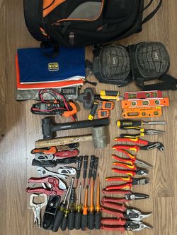 Electrician Tool Set with Bag and Knee Pads