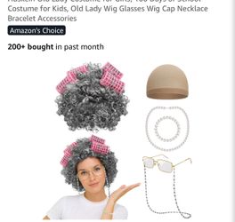 Old Lady Wig Costume Set Senior Dress Up Days 100 Days of School / Distraz de Viejita