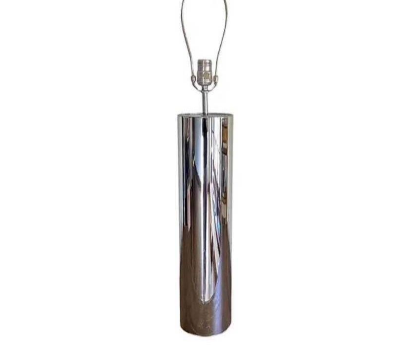 Vintage MID CENTURY Sonneman Chrome Silver Tall Cylinder Lamp