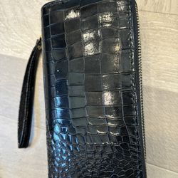 Black Patent Double Zipper Wallet/Wrislet