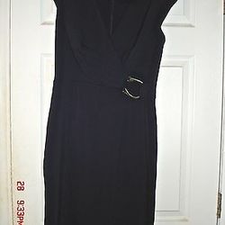 NWT CALVIN KLEIN Indigo Blue Dress with Gold Side Buckle, Size 6