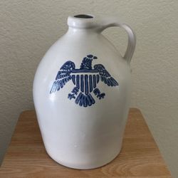 Antique Large American Eagle Stoneware Jug 10”H In Excellent Condition 