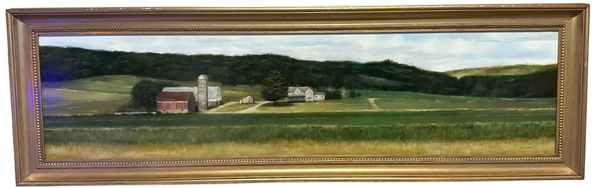 Michael DeFrancesco Original Oil Painting 12x48 "American Farm #4 Framed