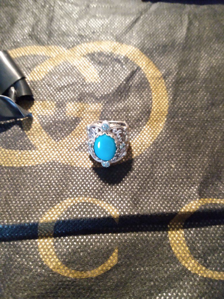 Vintage Turquoise And Topaz Ring