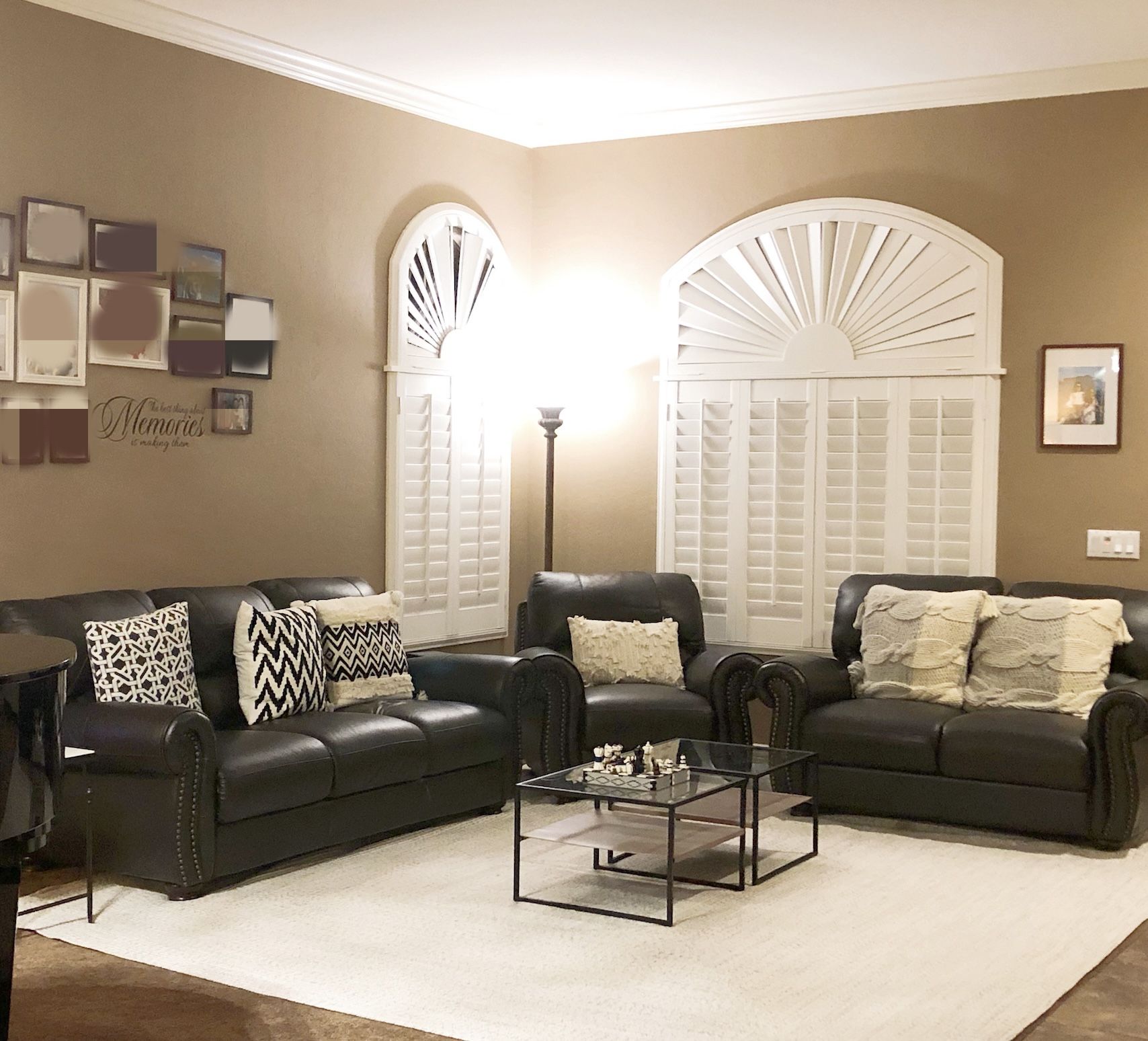 Black Leather Sofa Set