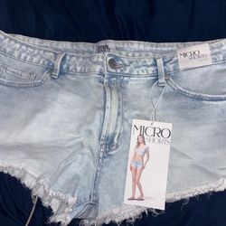 light blue micro mini shorts