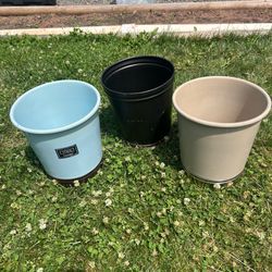 3 Metal Bathroom / Office Wastebaskets