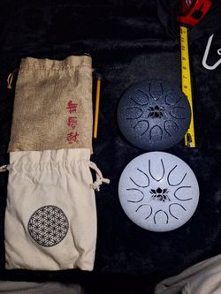 Tongue Drum White & Color And Navy Lotus 6" w/ Case + Mallets