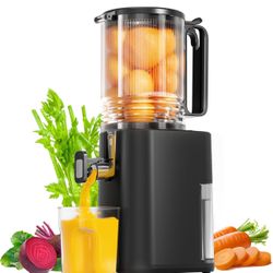 Cold Press Juicer, 5.5inch Wide Feed Chute Juicer Machine, Slow Masticating Juicer for Whole Vegetables & Fruits, Black