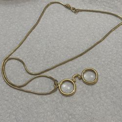 Vintage Necklace CAROLEE Glasses Pendant  Gold Tone Chain 