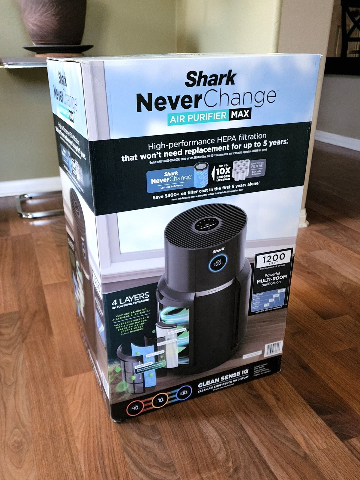 New! Shark NeverChange Air Purifier MAX With Remote HP300 Black
