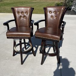 Leather And Wood Bar Stools—Price Reduced! Motivated sellers