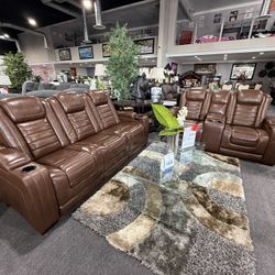 2 Pc Sofa And Loveseat Teal Leather With Massage 