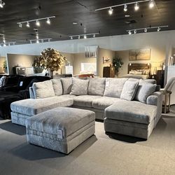 Light Grey 2pc Chaise Sectional Couch