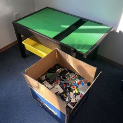 Lego Table w/ 26 lb Box Of Legos