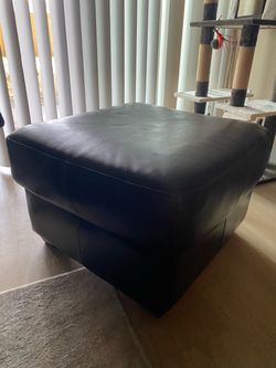 Espresso Leather Ottoman