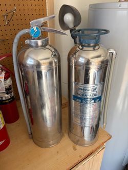 Vintage Stainless Steel Fire Extinguishers – General Soda Acid – 1963