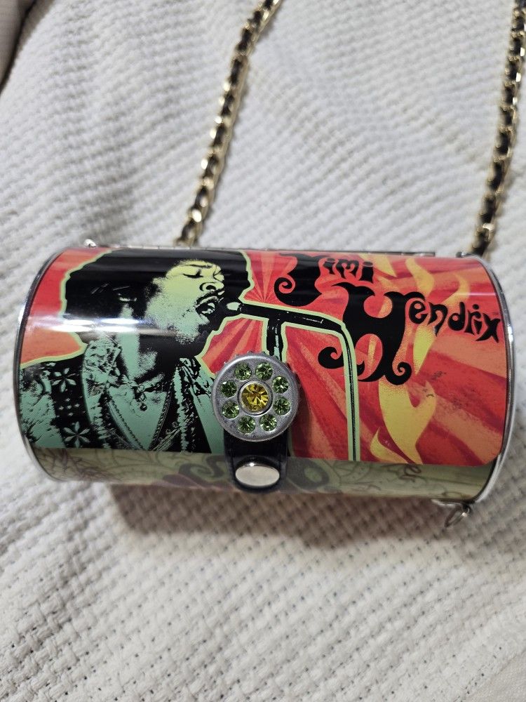 Jimi Hendrix Metal Cylinder Purse-Handbag-Tote-Carry 2 Ways