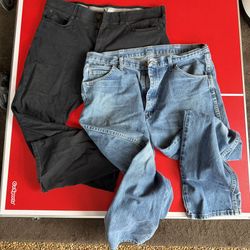 38x30 black men’s pants, blue ones  are close size but missing tag $10 each or $16 both