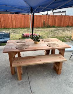 Solid Wood Table & Benches
