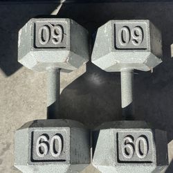 60 lbs Hex Dumbbell Weights….  Home Gym Fitness…