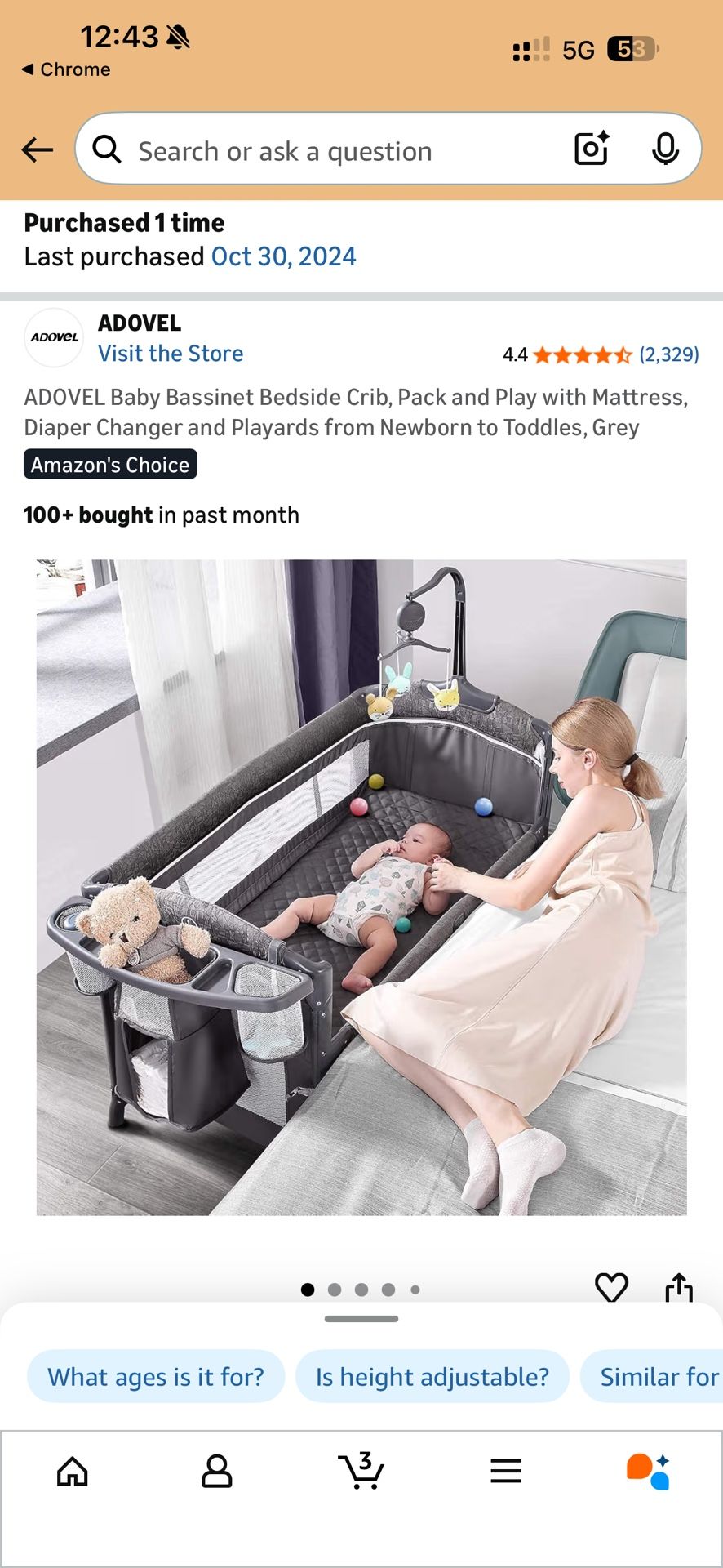 Adovel Baby Bassinet Bedside Crib