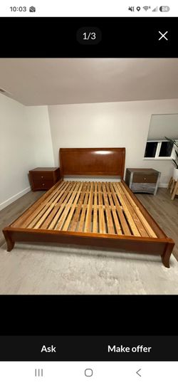 King size bed frame + 2 night stands