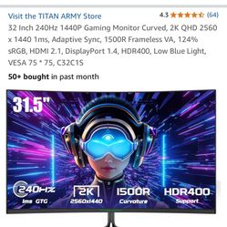 240 Hz 32 Inch Gaming Monitor, 