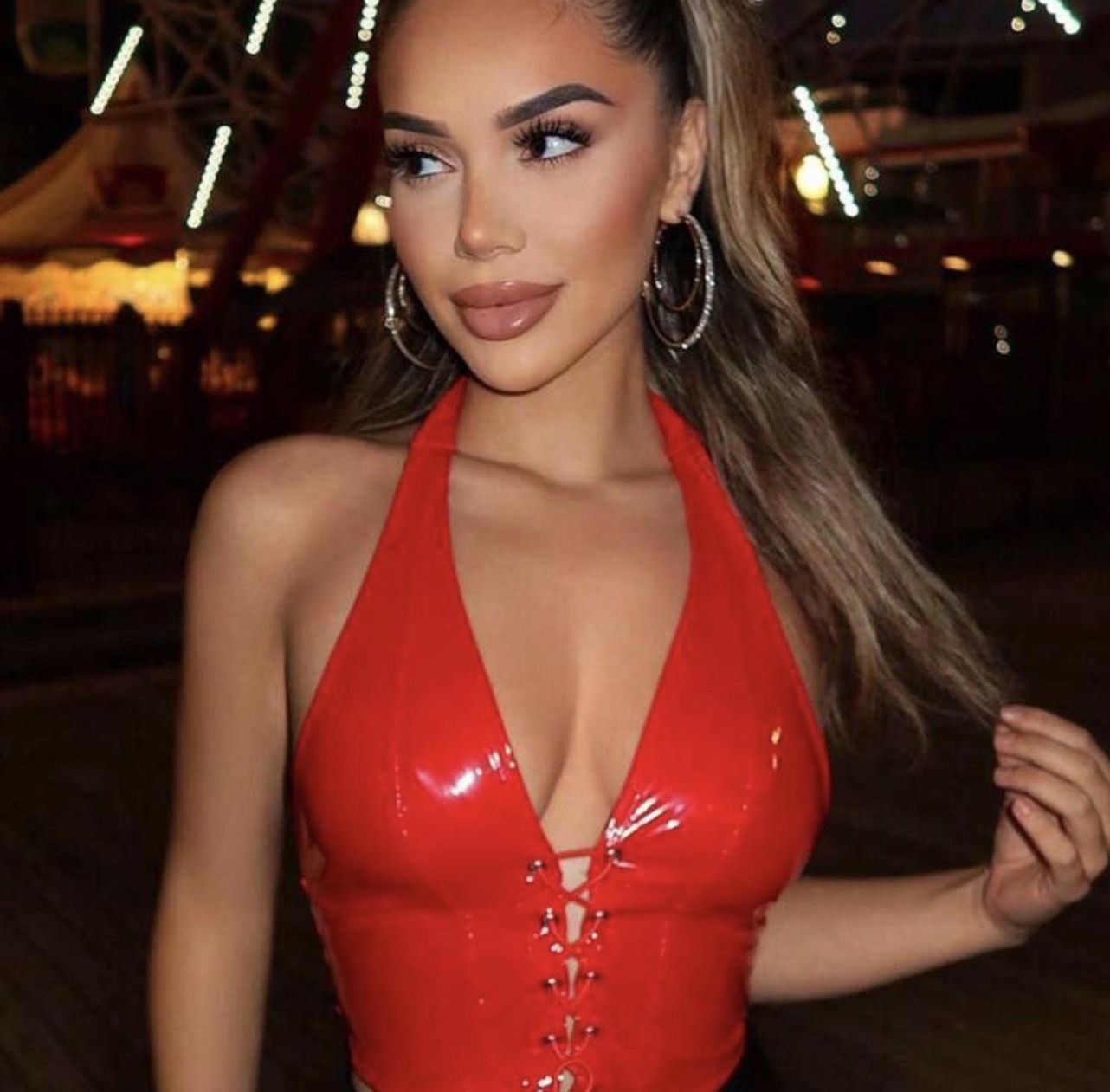 Red and white lace-up bustier corset top #corsettop #y2kfashion