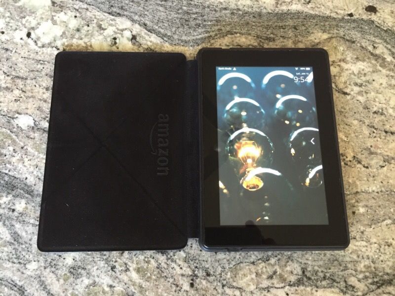 Amazon Kindle Fire w/ leather origami case