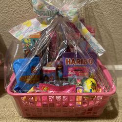 Barbie Easter or Birthday Gift Basket with Dolls, Items Added