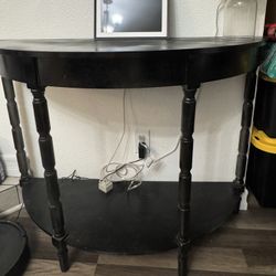Half Round Wood Console Table Black