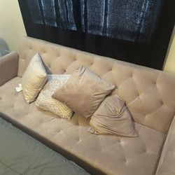 Pink Suede couch / bed