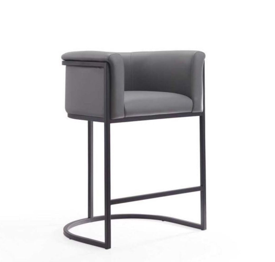 Manhattan Comfort Cosmopolitan33.8 in. Grey and Black Metal Counter Height Bar Stool
