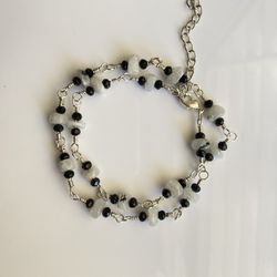 Peppered Moonstone and Crystal bracelet/necklace