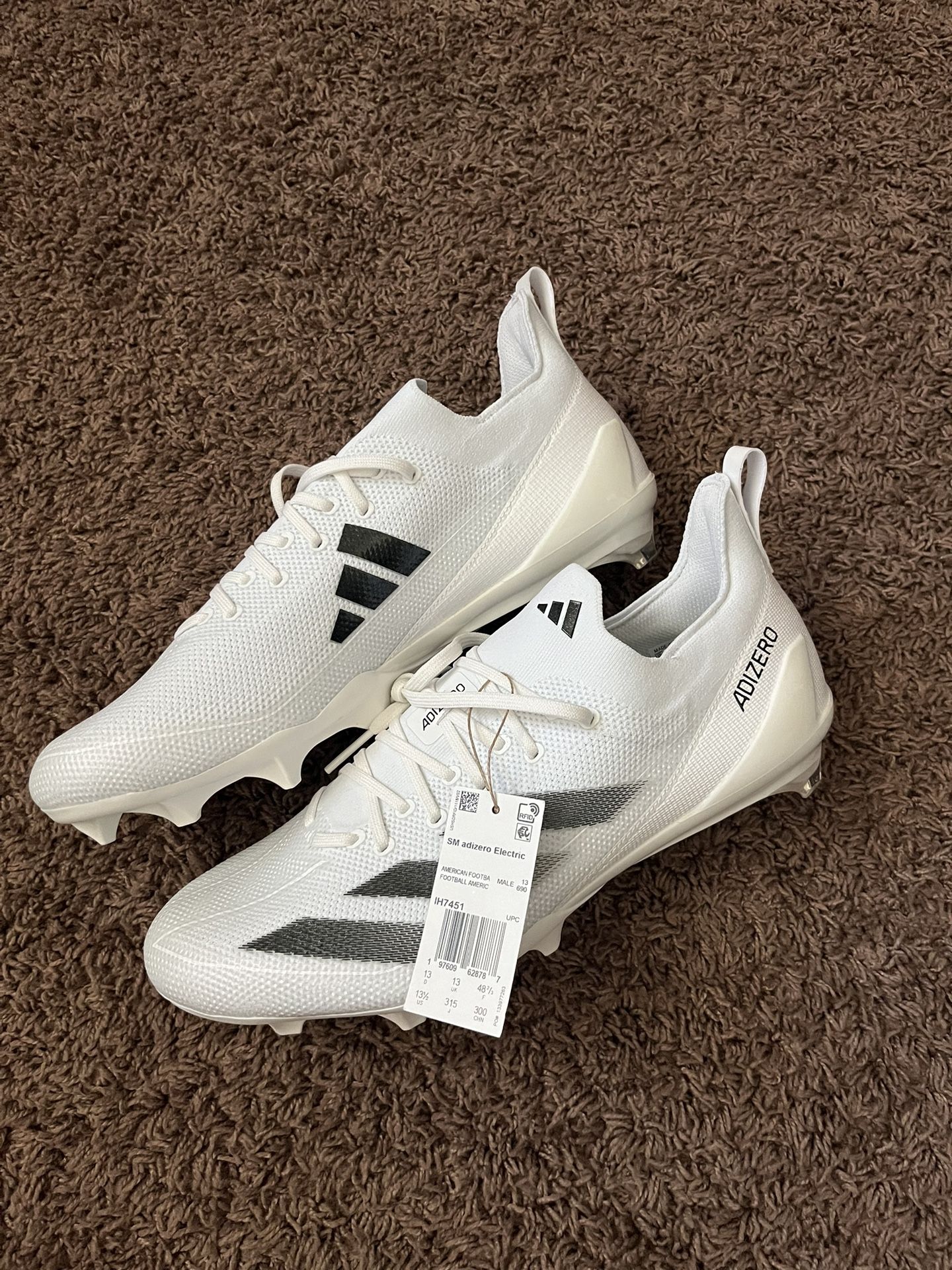 Adidas Adizero Electric + Football Cleats Men's Size 13.5 White Black IH7451