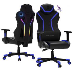 GTRACING LUFT-600 Gaming Chair with Bluetooth Speakers and LED Lighting, Blue