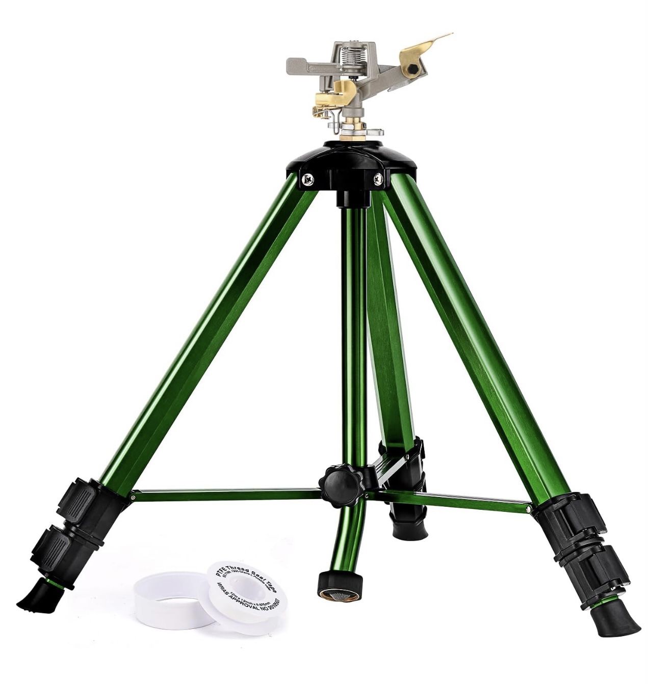 Impact Sprinkler on Tripod Base, Tripod Sprinkler with 300 Degree Large Area Coverage, Extra Tall Heavy Duty Water Sprinkler for Lawn/Yard/Garden