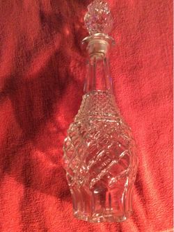 VINTAGE WEXFORD ANCHOR HOCKING GLASS DECANTER WITH STOPPER DIAMOND CUT