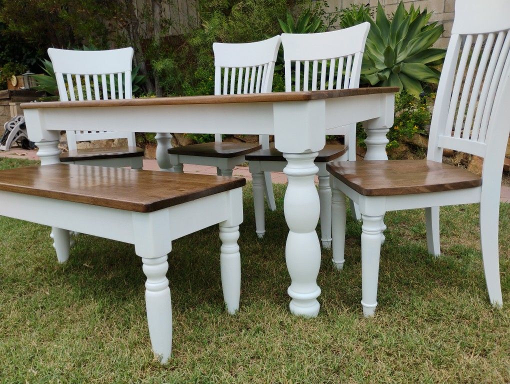 Dining Table Chairs And Bench Farmhouse Kitchen Table Set