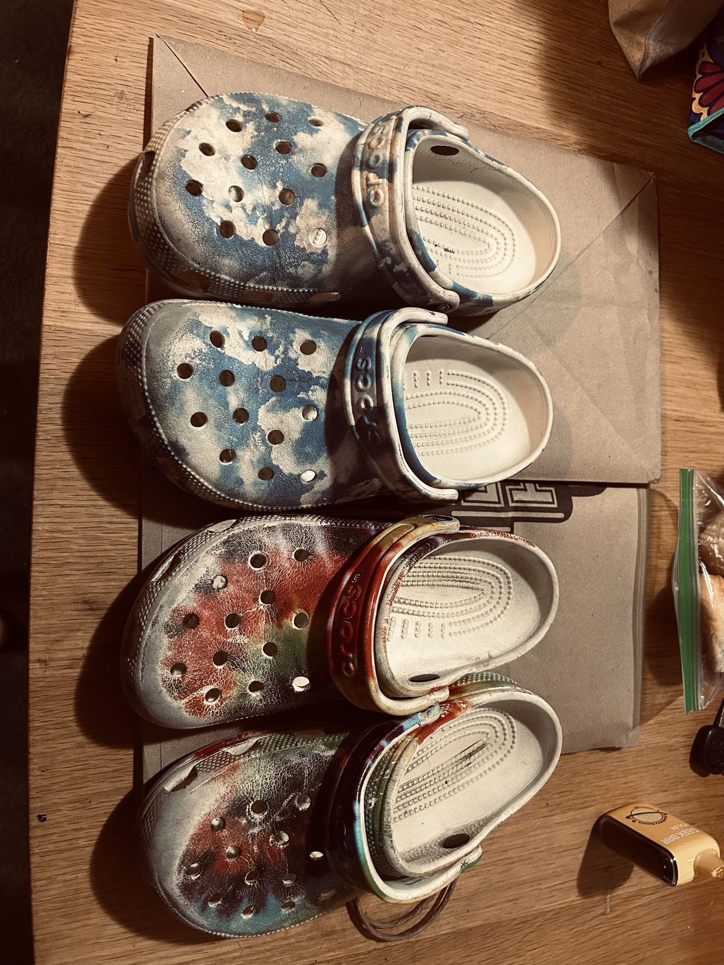 Women Crocs Size 6-7 Cloud And Rainbow