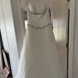 Alfred Angel NWT Sz 8 White Strapless Wedding Gown Rhinestones Corset