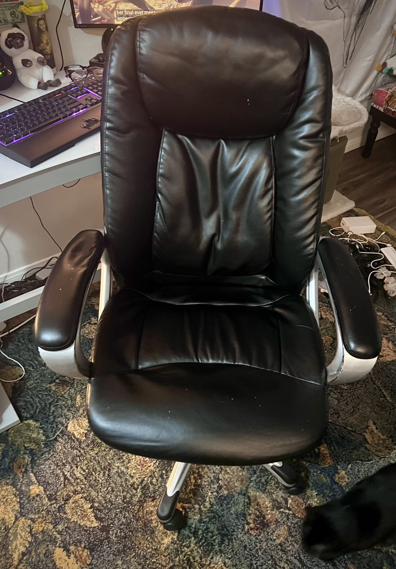 FREE Adjustable Height Rolling Reclining Black Desk Chair 