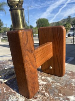 Sculptural Vintage Teak Wall Lamp  Mid Century