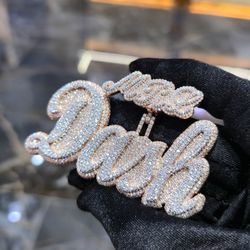 💎 925 Sterling Silver Two Tone Rose Gold & Silver VVS Moissanite Custom Pendant | Iced Out Pendant