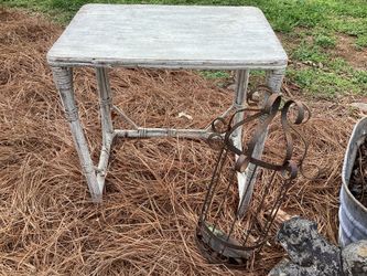 Petite white wicker table